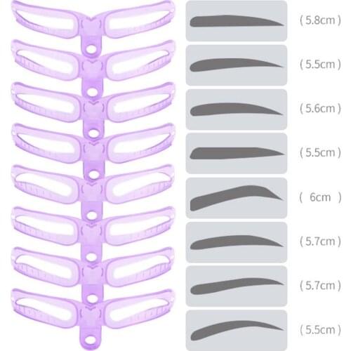 1 Set Reusable 8 In 1 Eyebrow Shaping Template Helper Eyebrow Stencils Kit Grooming Card Eyebrow Defining Makeup Tools