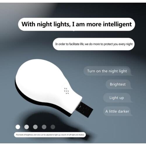 1 PCS Smart Voice Light Remote Control USB Night Light For TV USB Interface Adjustable Brightness With Night Light