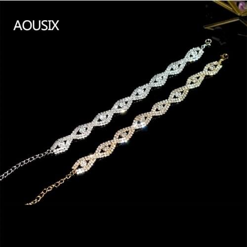 1pcs Crystal Chain Bracelet Women Gold and Silver Bracelet Bridal Crystal Bracelet and Bracelet Jewelry Holiday Party Gift