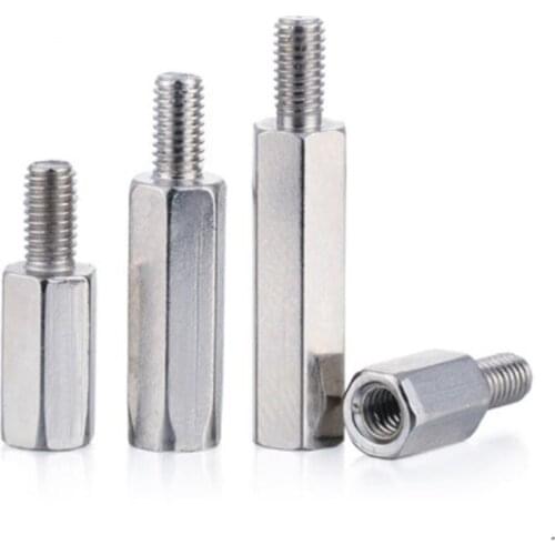 10-20pcs M2/M2.5*L+4 M3/M4*L+6 Nickel Plated Steel Hex Standoff Male to Female Spacer