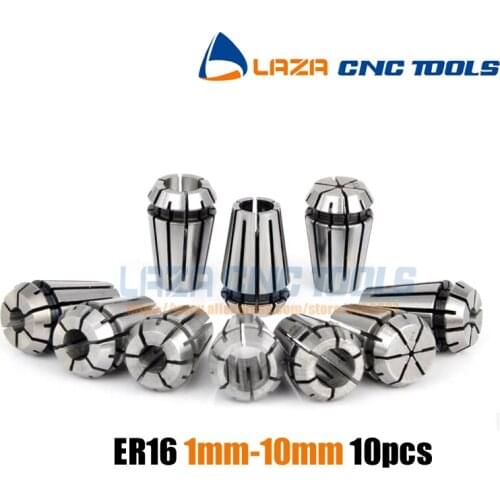 10Pcs/lot ER16 collet 10PCS ER16 collet set (1-10mm) for CNC milling lathe tool and spindle motor Spring Collet Set For CNC