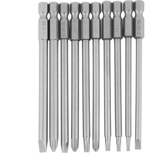 Newly 10Pcs 100mm 1/4" Hex Shank Magnetic BST Screwdriver Bits Set Slotted Cross Security Star T10 T15 T20 Screwdriver Hand Tool