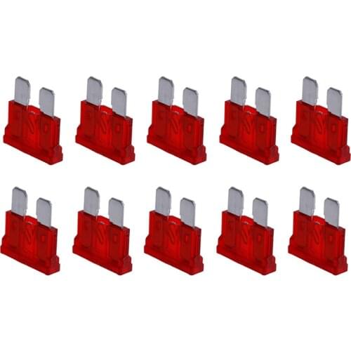 10Pcs Blade Fuses Standard 10AMP Red 10A Flat Fuse Car Motorcycle Bike Van Auto