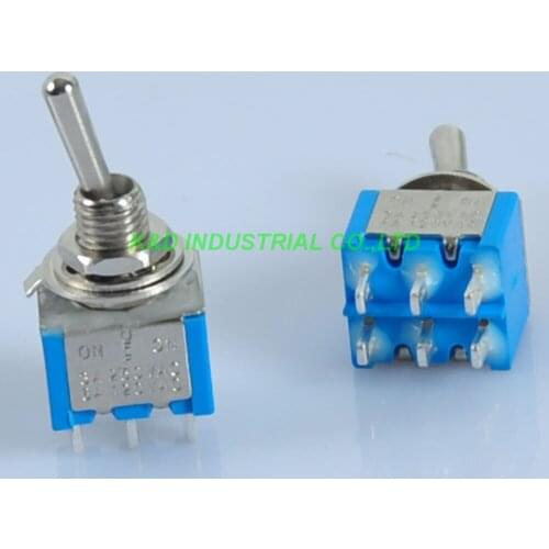 10pcs Blue Mini Toggle Switch DPDT ON-OFF-ON Solder 6Pin 6A Guitar Amp Audio Tube