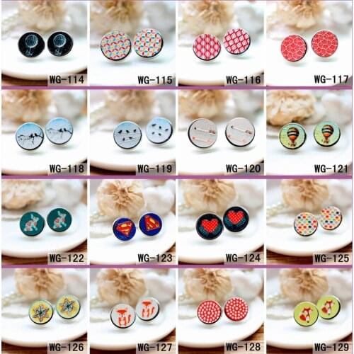 10PCS Unique 3D Dot Round Embossed 16mm Round Coloured Drawing pattern Laser Cut wood Cabochon DIY for Rings,Earring(WG-114-129)