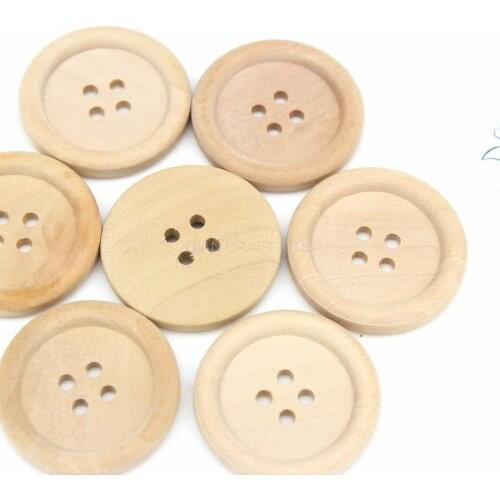 200pcs mix sizes Natural Wooden Buttons -4 hole - Wood Button natural wood unvarnished 25-30mm Wood Buttons