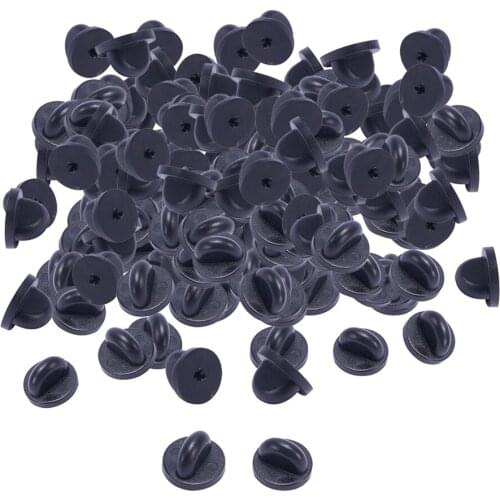 200 Pack Lots Rubber Pin Backs Holder Clutch Badge Lapel Pin Tie Tacks Jewelry DIY Clasp 11mm in Diameter - Black