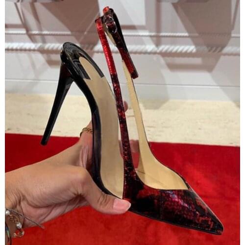 2020 fashion women patent leather high heels snakeskin print leather pumps party shoes point toe pumps dress shoes PVC heeled