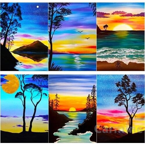Scenery DIY 5D Diamond Painting Landscape Sunset Tree Cross Stitch Embroidery Picture Full Round&Square Drill Home Decoration