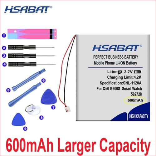 HSABAT 0 Cycle 600mAh 582728 Battery for Q50 G700S K92 G36 Y3 Smart Watch MP3 MP4 Bluetooth Headset phone GPS speaker PDA
