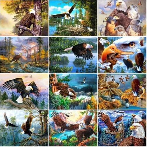 Diamond Embroidery Eagle Mosaic Rhinestones Needlework 5D Diamond Painting Eagle Animal Cross Stitch Home Decoration Gift