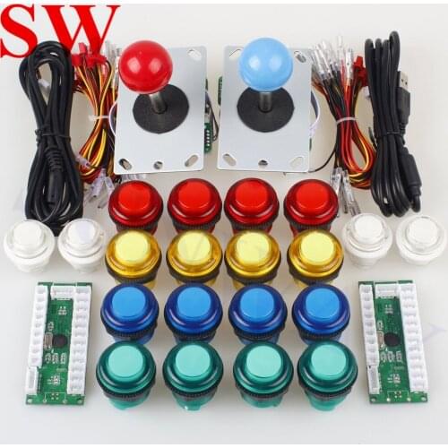 Arcade DIY kits two player 5V LED USB controller board To PC joystick LED lighted Joystick LED push Buttons for Arcade game