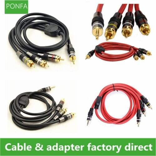 3.5 mm Jack to 3 RCA Male Audio Converter Video AV Speaker Cable 1.5m/150cm