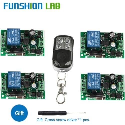 FUNSHION 433Mhz Wireless Remote Control Switch AC85V ~ 250V 110V 220V 1CH Relay Receiver Module + RF Transmitter For Garage Door