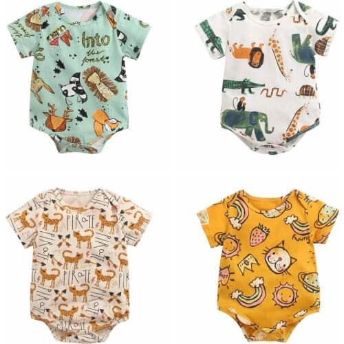 Sanlutoz Baby Boys Girls Bodysuits Summer Cotton Toddler Clothes Cartoon Unisex Short Sleeve