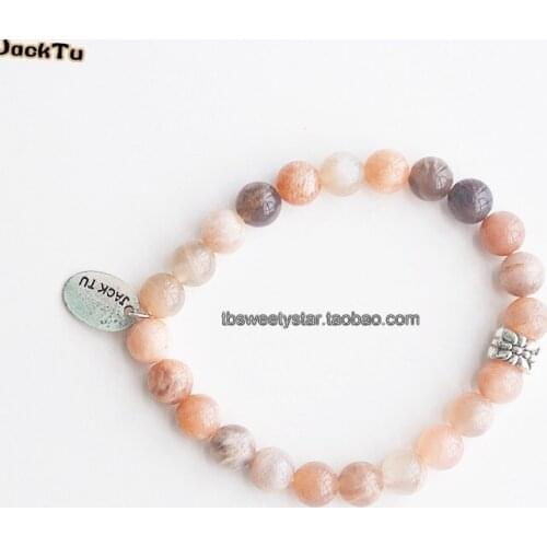 Large high quality sunstone stone friendship wrap bracelet for woman 4 color