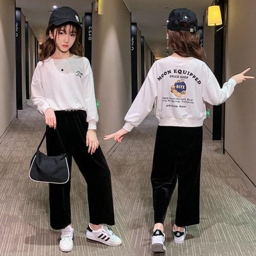Girls Suit Sweatshirts +Pants Cotton 2Pcs/Sets 2021 Speical Spring Autumn Teenager Kid School Outdoor Children Clothing