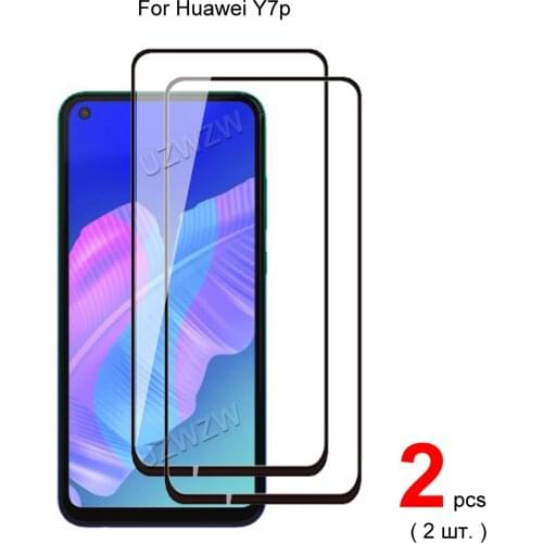 2pcs Full Cover Tempered Glass For Huawei Y7p Screen Protector Protective Glass Guard Film