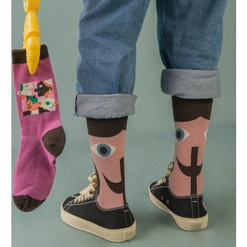 Couples Outdoor Skateboard Sox Autumn/Winter Creative Abstract Art Harajuku Hip Hop Streets Tide Sock Colorful Happy Funny Socks