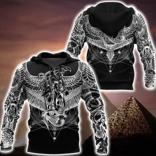 Egyptian Gods Ancient Tattoo 3D Print Unisex Deluxe Retro Hoodie Men Sweatshirt Streetwear Zip Pullover Casual Jacket Tracksuit
