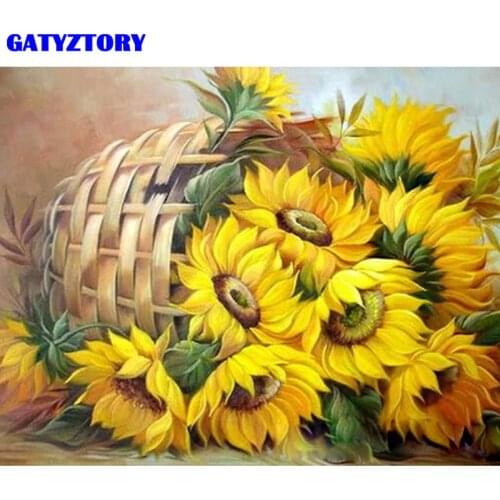 GATYZTORY Frame Sunflower DIY Painting By Numbers Acrylic Paint By Numbers Modern Wall Art Picutre Handpainted Oil Painting Arts