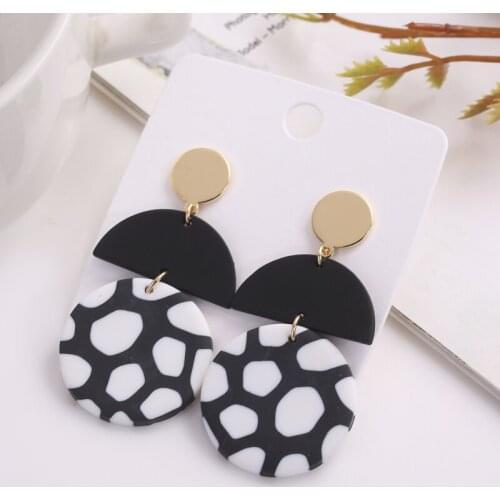 Clay Earrings Geometric Unique Mottling Simple High Quality Handmade Casual Cute Dainty Holiday Party Gift Drop Earrings