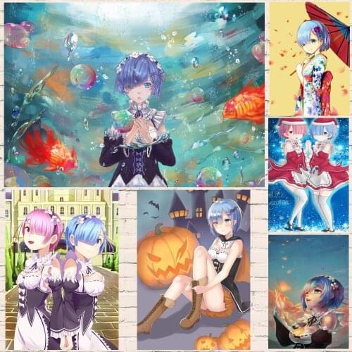 HD Anime Girls Pictures Re-Life In A Different World From Zero Poster coated Paintings Wall Art for Home Decor 2019 style