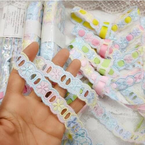 3 Meters Pink Blue Blue Cotton Lace Trim Cotton Cloth 1.8cm DIY Sweaters Skirts Lace Fabric Headdress Sew Decorative