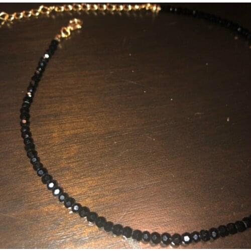 3mm Black Crystal Beaded Choker Necklace Female 2019 Fashion Jewelry Necklaces for Women Bijoux Femme Gold Silver Color