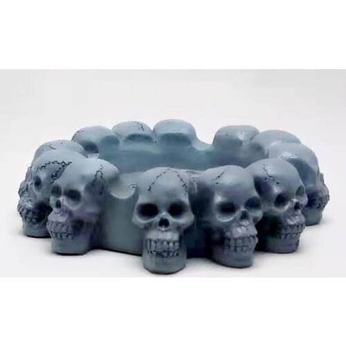 Personality cross skull ashtray silicone mold handmade resin concrete ashtray mold interior decoration tool