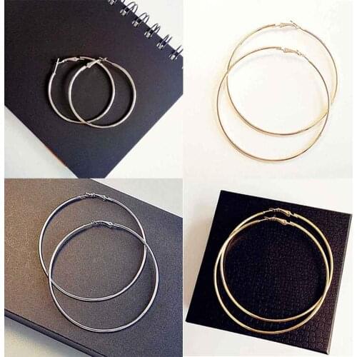 Personality Super Big Circles Hoop Earrings For Women Fashion sweet Color Jewelry Trendy Retro Big Round Circle Earrings