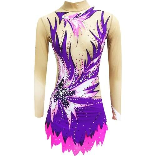 Purple Artistic Gymnastics Competition Gymnastics Leotard Kids Performances Leotards Custom Style and Size