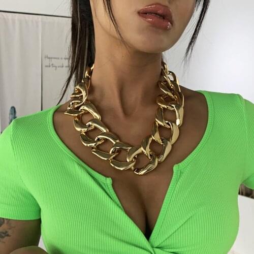 Exaggerated Fashion Thick Chain Necklaces for Women Statement Punk Hip Hop Metal Necklace Wholesale Jewelry