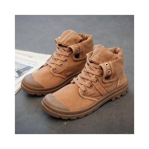 2021 New Mens Casual Canvas Shoes Army Combat Style Mens Shoes Fashion High-top Military Ankle Boots Comfort Mens Sneakers