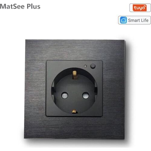 Tuya Smart Life WiFi Wall Mount Power Socket EU with Manual Button App Remote Control Timer Works with Google Home Alexa