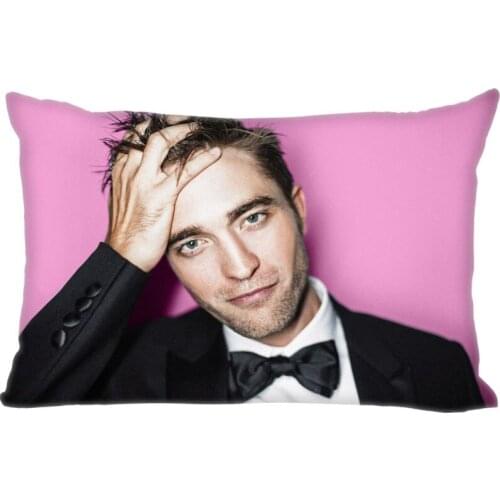 Custom Robert Pattinson Pillowcase Rectangle Zipper Polyester Cotton Pillow Cover Size 35X45cm (One Sides)