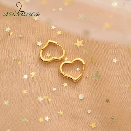 Nextvance Heart Earrings Fashion Vintage Hoop Gold Simple Round Earrings For Women Couple Girl Lover Accessories Jewelry Gift