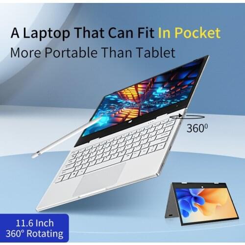 11.6" Touch Screen Laptop Quad Core Intel N4100 8GB LPDDR4 RAM 256GB SSD Gemini Lake 360 Rotating 1920*1080 Slim Notebook PC IPS