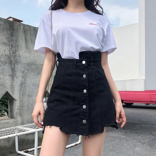 2021 New Summer Large Size Irregular Skirt All-match Denim A-line Skirt Short