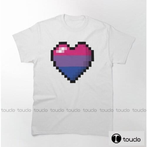 New Bisexual Pixel Heart 100% Cotton Men T-Shirt Summer Loose Men/Women T Shirt Casual Short Sleeve MenS Anime T-Shirts