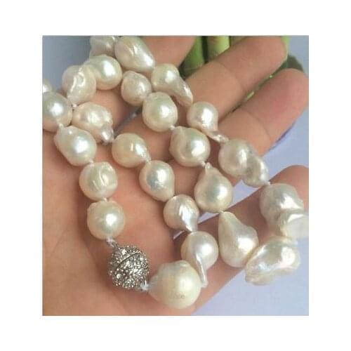 NEW 10-16mm SOUTH SEA WHITE BAROQUE PEARL NECKLACE