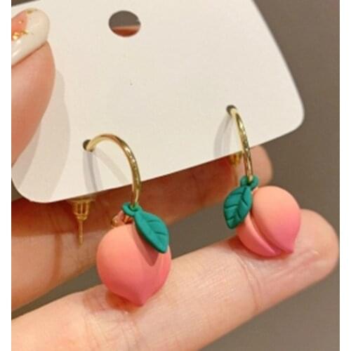 New Fashion Statement Earrings Brincos Peach Earrings Cute Romantic Sweet Pink Peach Tassel Earrings Simple Party Jewelry Gift