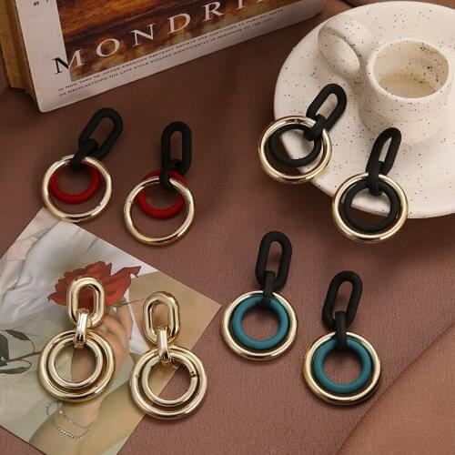 New Fashion Round Dangle Drop Korean Earrings For Women Geometric Round Heart Gold Earring Wedding Jewelry