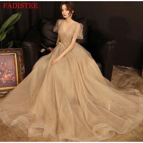 New Style V-neck Evening Dresses Short Sleeves Robe De Soirée De Mariage Vestidos De Fiesta вечерние платья