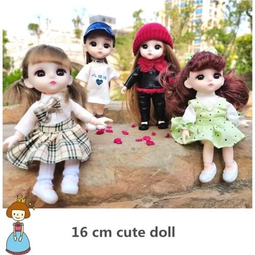 New 16 cm BjD Doll 13 Movable Joints 3D Eyes Fashion College Style Suit To Send Glasses Girl DIY Dress Up Toy Christmas Gift