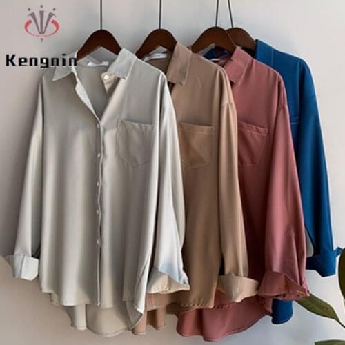 Autumn Winter Women Blouse and Shirts Long Sleeve Female Tops Loose Casual Office Lady Work Shirts Simple Clothing Blause KN251