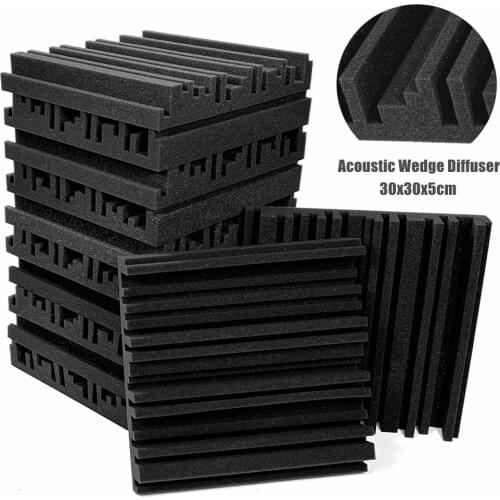 6/12/24Pcs Studio Acoustic Foam Panels Soundproof Sponge Diffusers Drum Room Absorption Treatment Wall Sound Foam Pad with Tapes