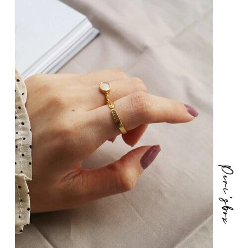 PerisBox 100% 925 Sterling Sliver Opal Stone Stack Rings for Women Statement Open Initial Rings Chunky Personalized Rings Femme