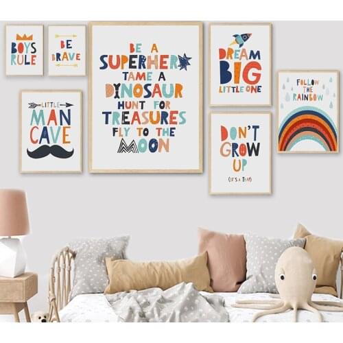 Rainbow Alphabet Arrow Rocket Cartoons Wall Art Canvas Painting Nordic Posters And Prints Wall Pictures Kids Room Nursery Decor