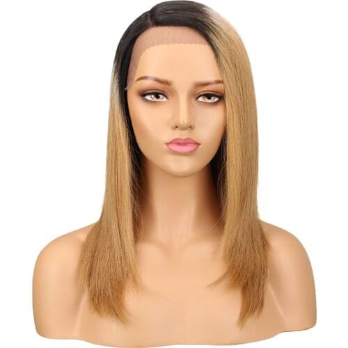 Rebecca Right Side Part Ombre Lace Front Human Hair Wigs For Black Women Peruvian Remy Straight Hair Wig 14 Inch Free Shipping
